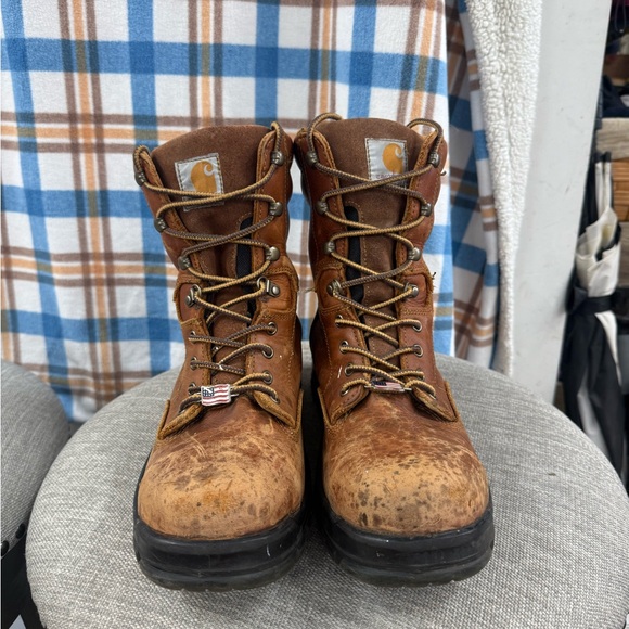 Carhartt Rugged Brown Leather Boots, composite toe, waterproof, size 10 wide - Picture 1 of 7